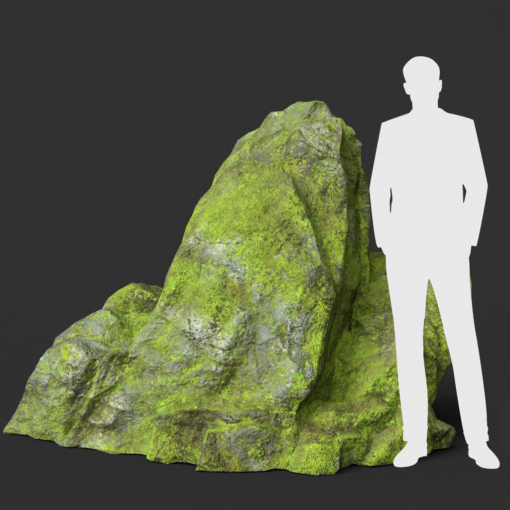 Low poly Medium Size Jungle Rock Low-poly 3D model_14