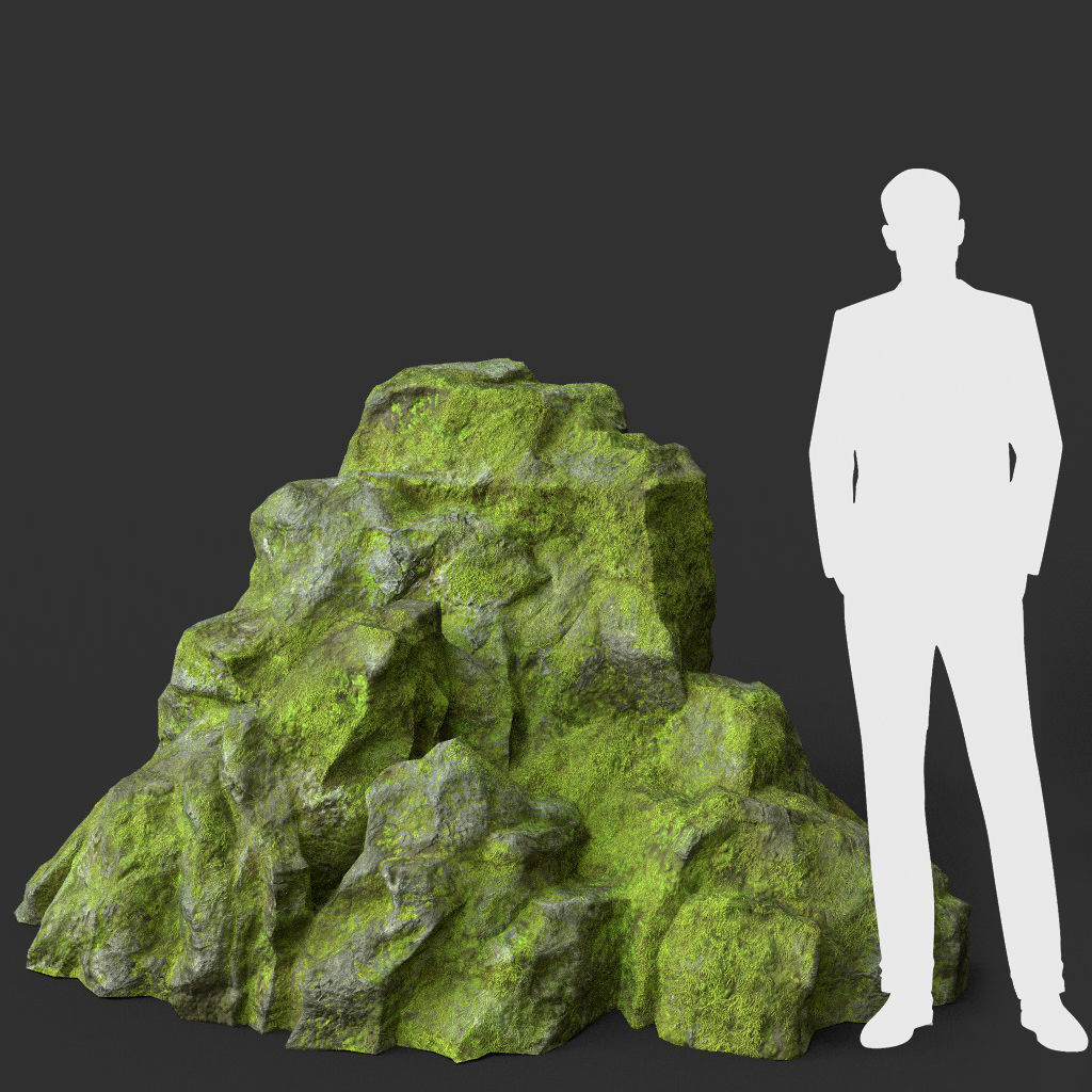 Low poly Medium Size Jungle Rock Low-poly 3D model_6