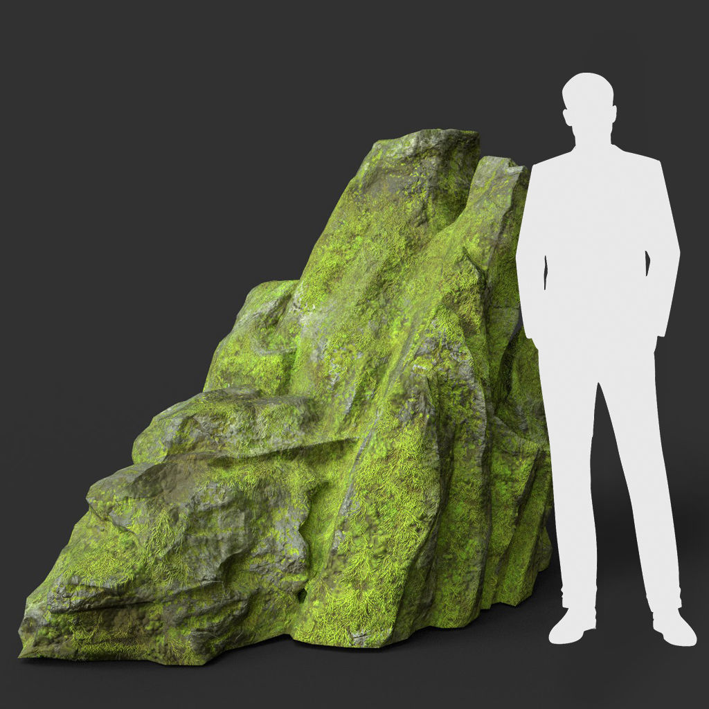 Low poly Medium Size Jungle Rock Low-poly 3D model_10