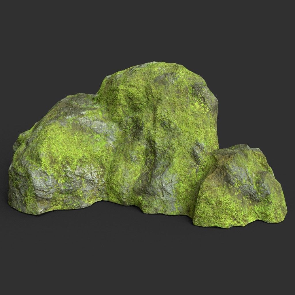 Low poly Medium Size Jungle Rock Low-poly 3D model_31