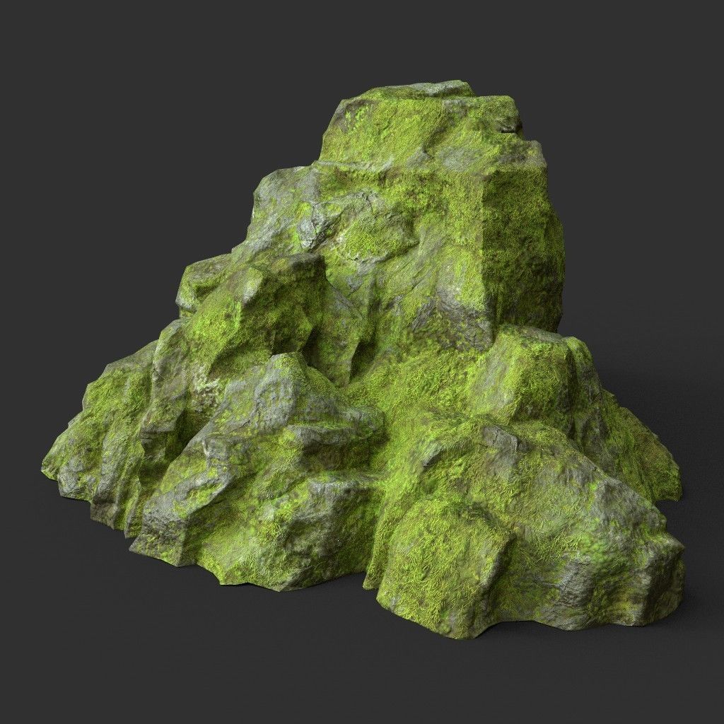 Low poly Medium Size Jungle Rock Low-poly 3D model_7