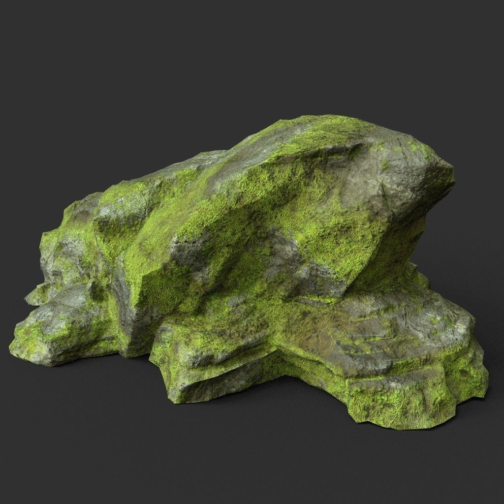 Low poly Medium Size Jungle Rock Low-poly 3D model_35