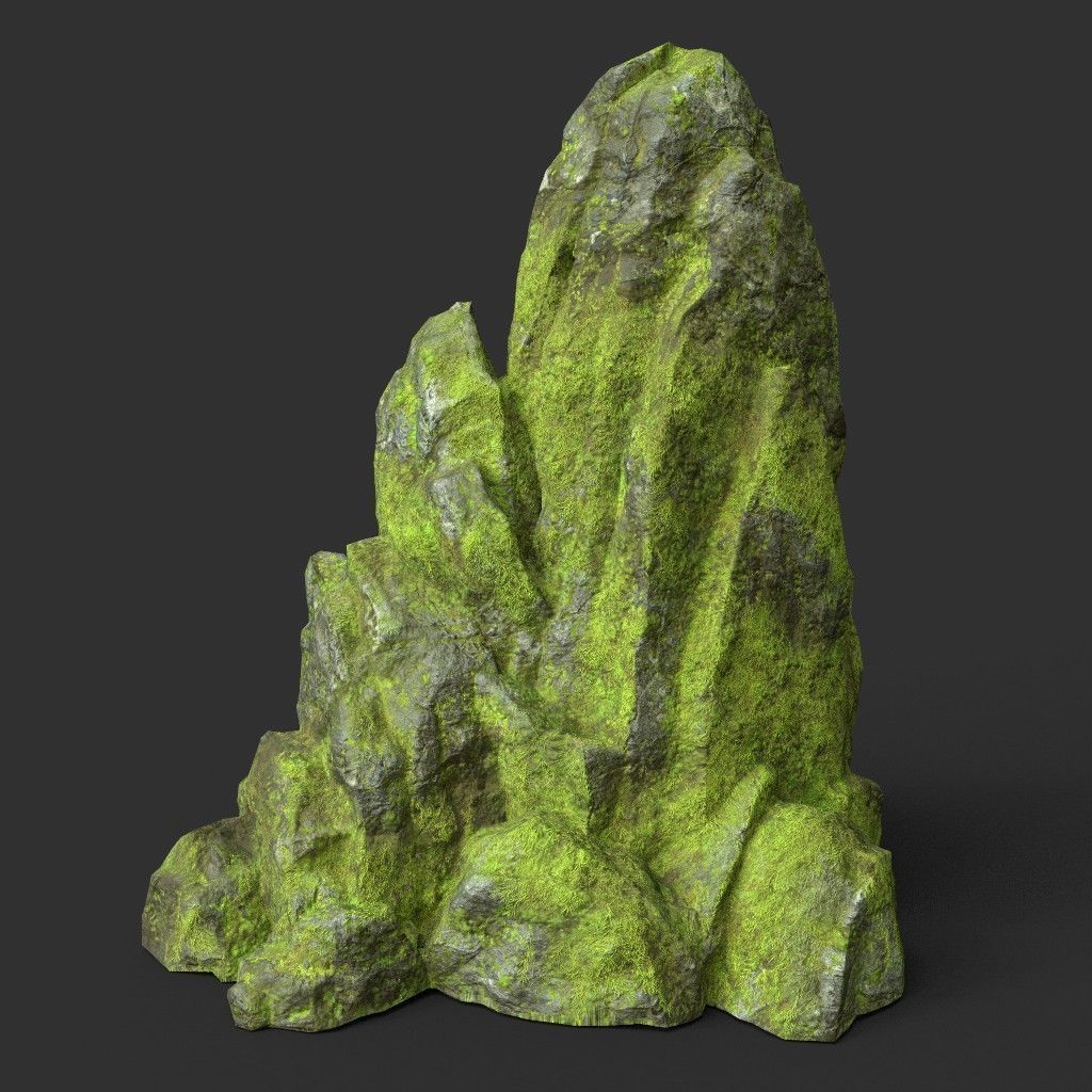 Low poly Medium Size Jungle Rock Low-poly 3D model_19