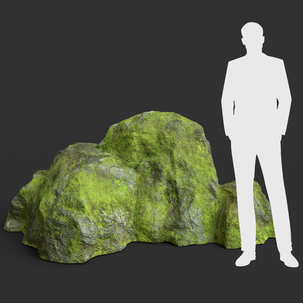 Low poly Medium Size Jungle Rock Low-poly 3D model_30
