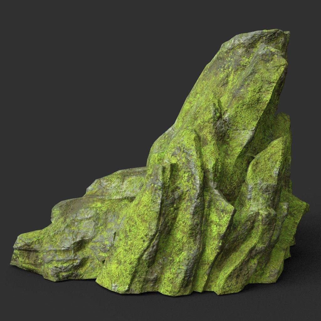 Low poly Medium Size Jungle Rock Low-poly 3D model_11