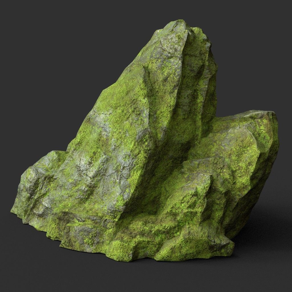 Low poly Medium Size Jungle Rock Low-poly 3D model_15