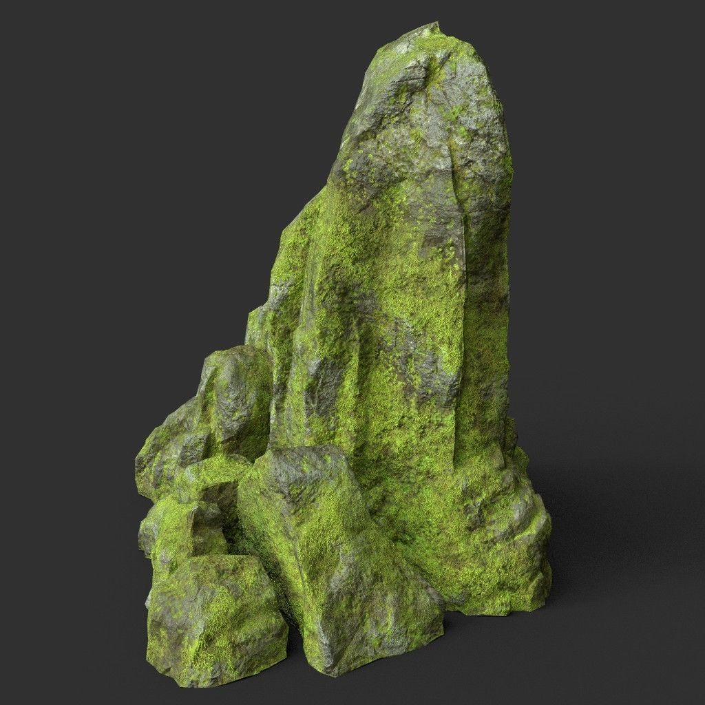 Low poly Medium Size Jungle Rock Low-poly 3D model_3