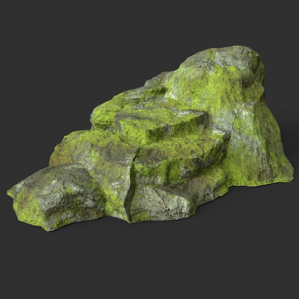 Low poly Medium Size Jungle Rock Low-poly 3D model_28