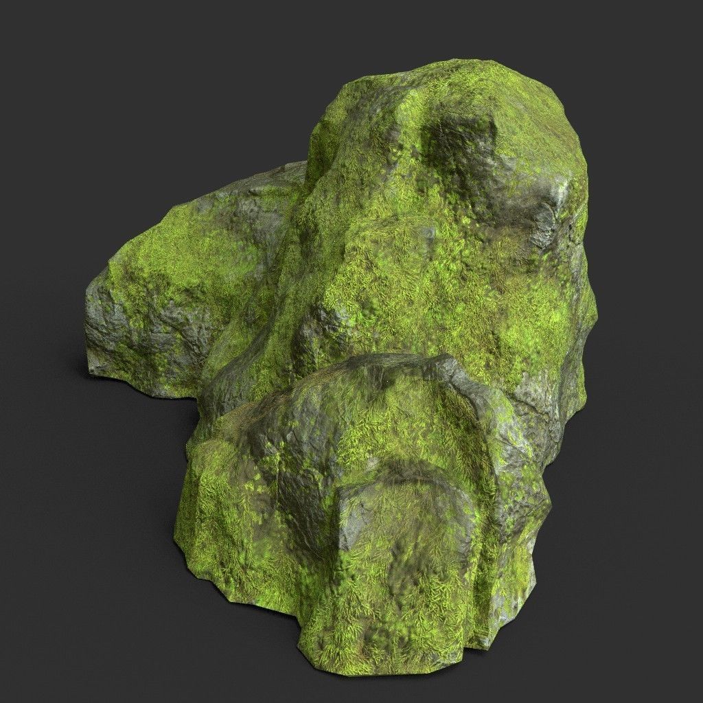 Low poly Medium Size Jungle Rock Low-poly 3D model_32