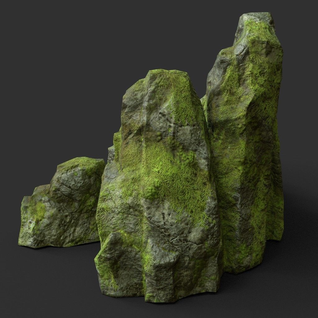 Low poly Medium Size Jungle Rock Low-poly 3D model_40