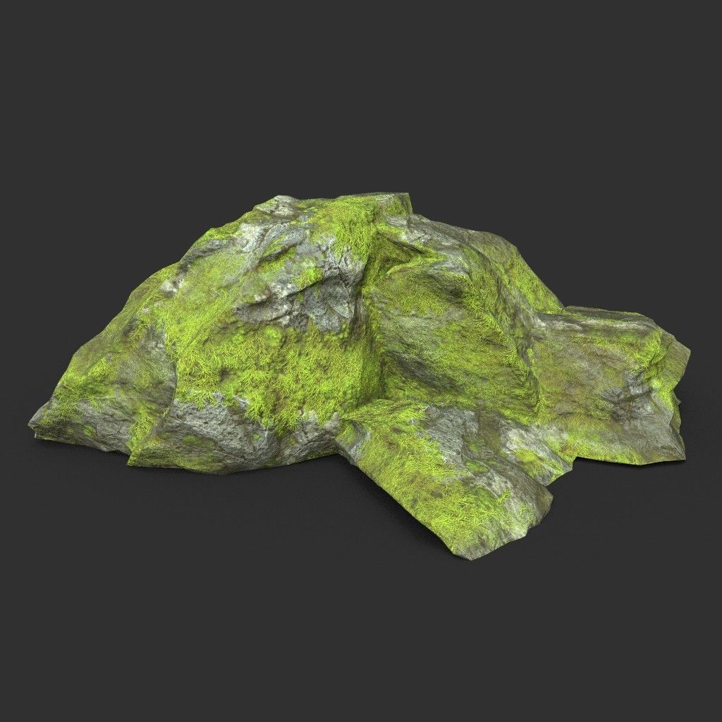 Low poly Medium Size Jungle Rock Low-poly 3D model_24