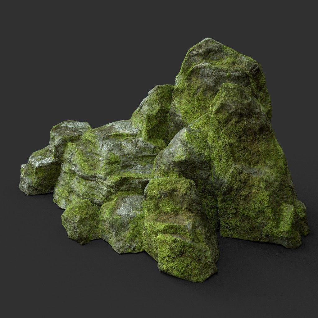 Low poly Medium Size Jungle Rock Low-poly 3D model_39