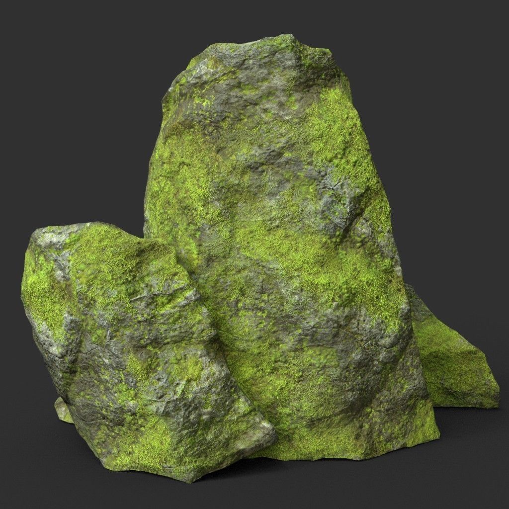 Low poly Medium Size Jungle Rock Low-poly 3D model_16