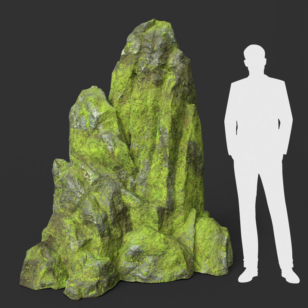 Low poly Medium Size Jungle Rock Low-poly 3D model_18