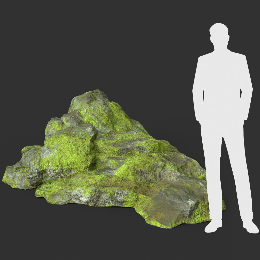 Low poly Medium Size Jungle Rock Low-poly 3D model_26