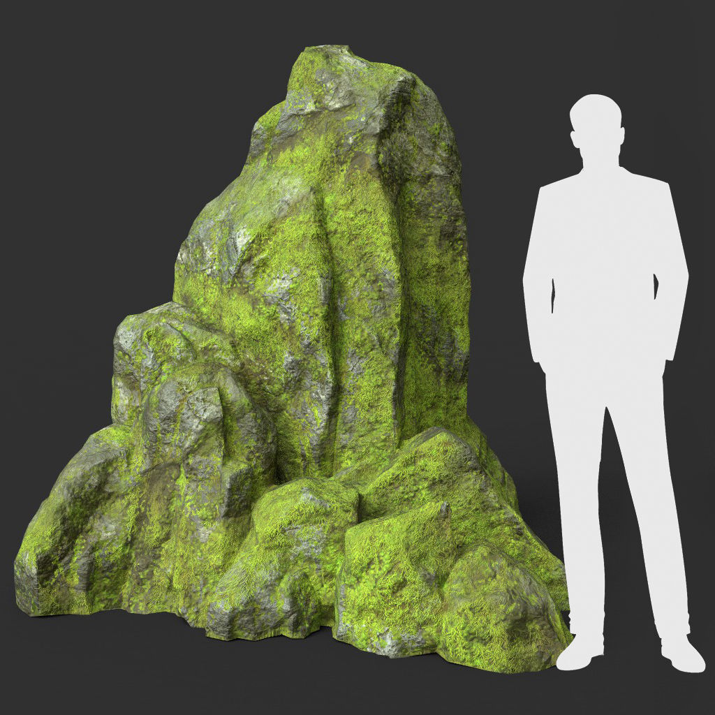Low poly Medium Size Jungle Rock Low-poly 3D model_2