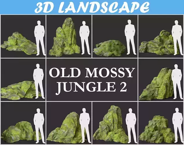 Low poly Medium Size Jungle Rock