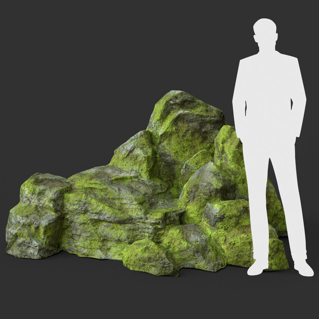 Low poly Medium Size Jungle Rock Low-poly 3D model_38