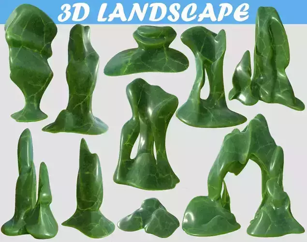 Low poly mable cave Low-poly 3D model