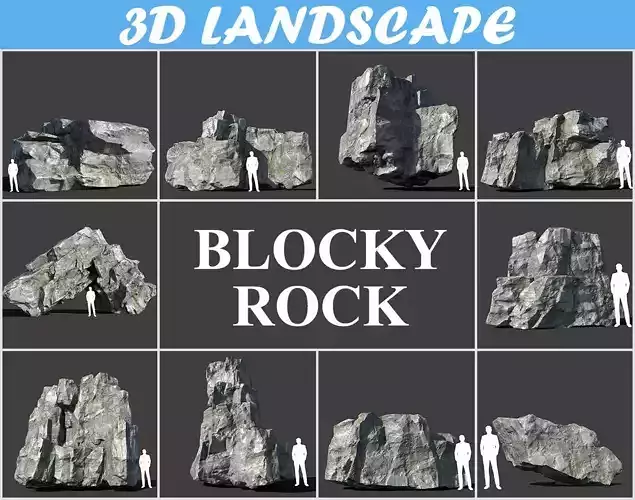 Low poly Layered Rock Mossy 190103