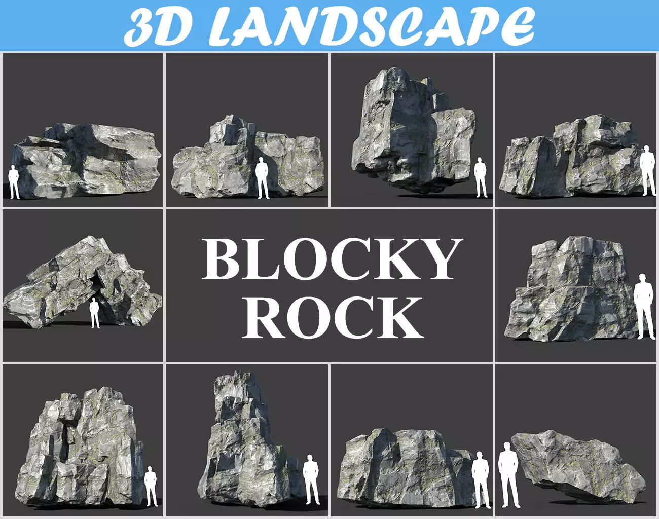 3D model Low poly Layered Rock Mossy 190103 VR / AR / low-poly | CGTrader