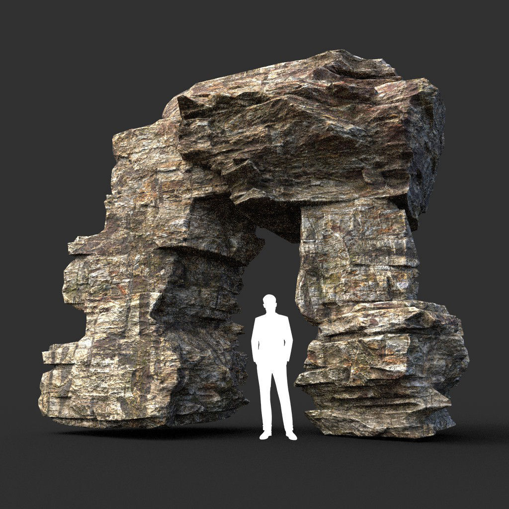 Low poly Layered Cliff Rock Low-poly 3D model_33