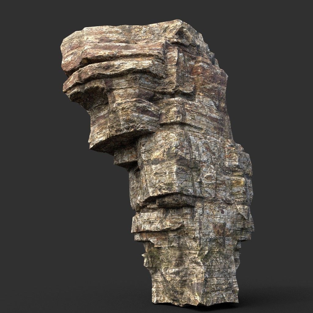 Low poly Layered Cliff Rock Low-poly 3D model_6