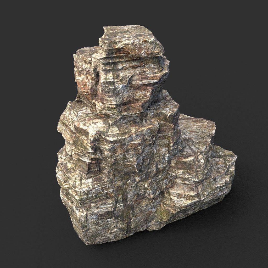 Low poly Layered Cliff Rock Low-poly 3D model_27