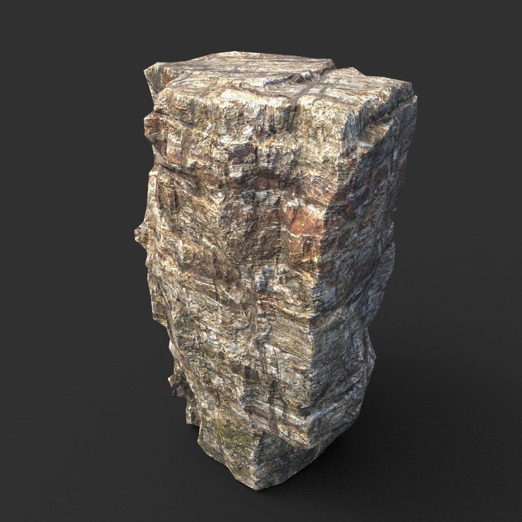 Low poly Layered Cliff Rock Low-poly 3D model_3