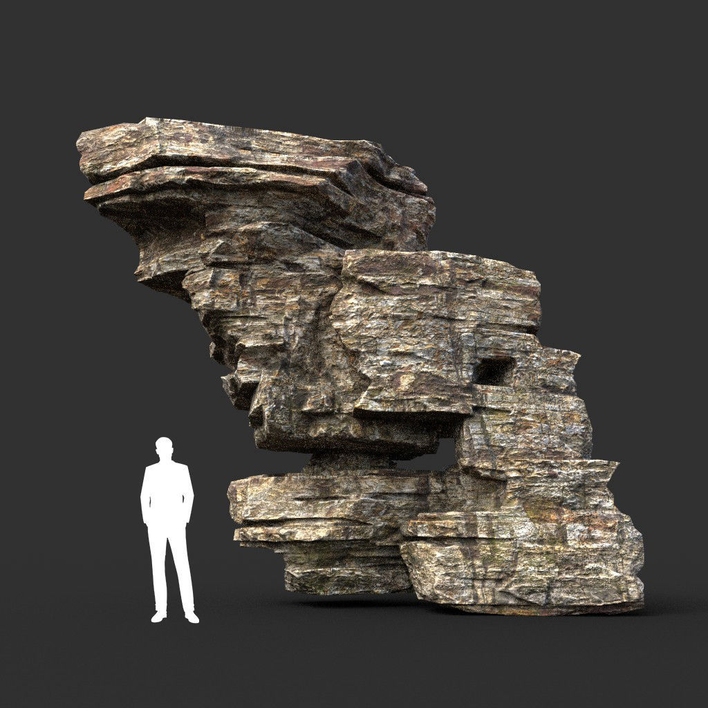 Low poly Layered Cliff Rock Low-poly 3D model_29