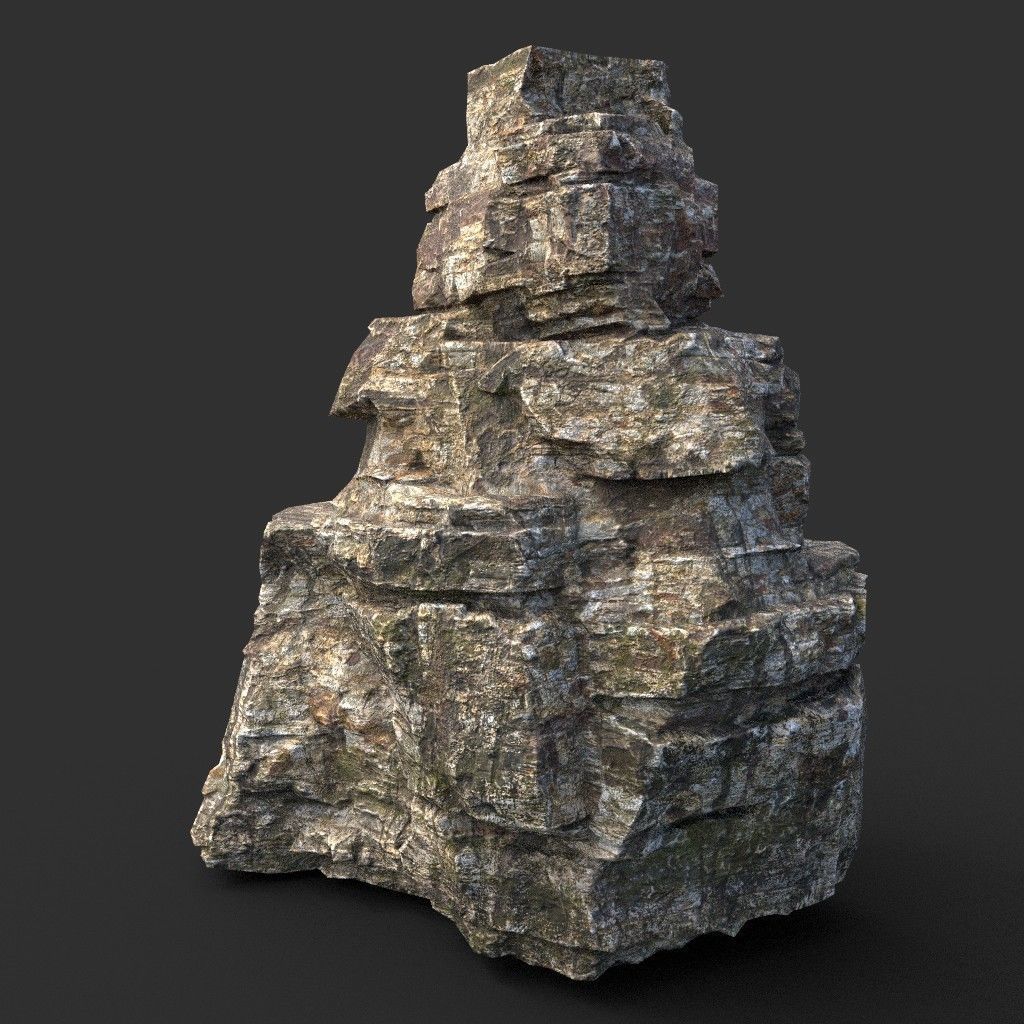 Low poly Layered Cliff Rock Low-poly 3D model_26