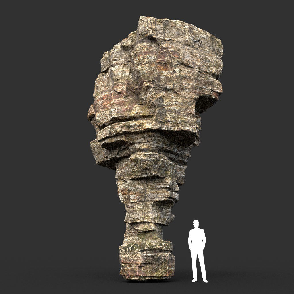 Low poly Layered Cliff Rock Low-poly 3D model_21