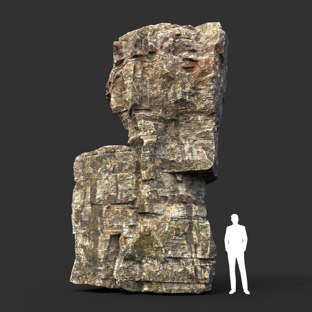 Low poly Layered Cliff Rock Low-poly 3D model_13