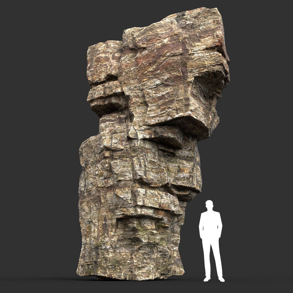 Low poly Layered Cliff Rock Low-poly 3D model_5
