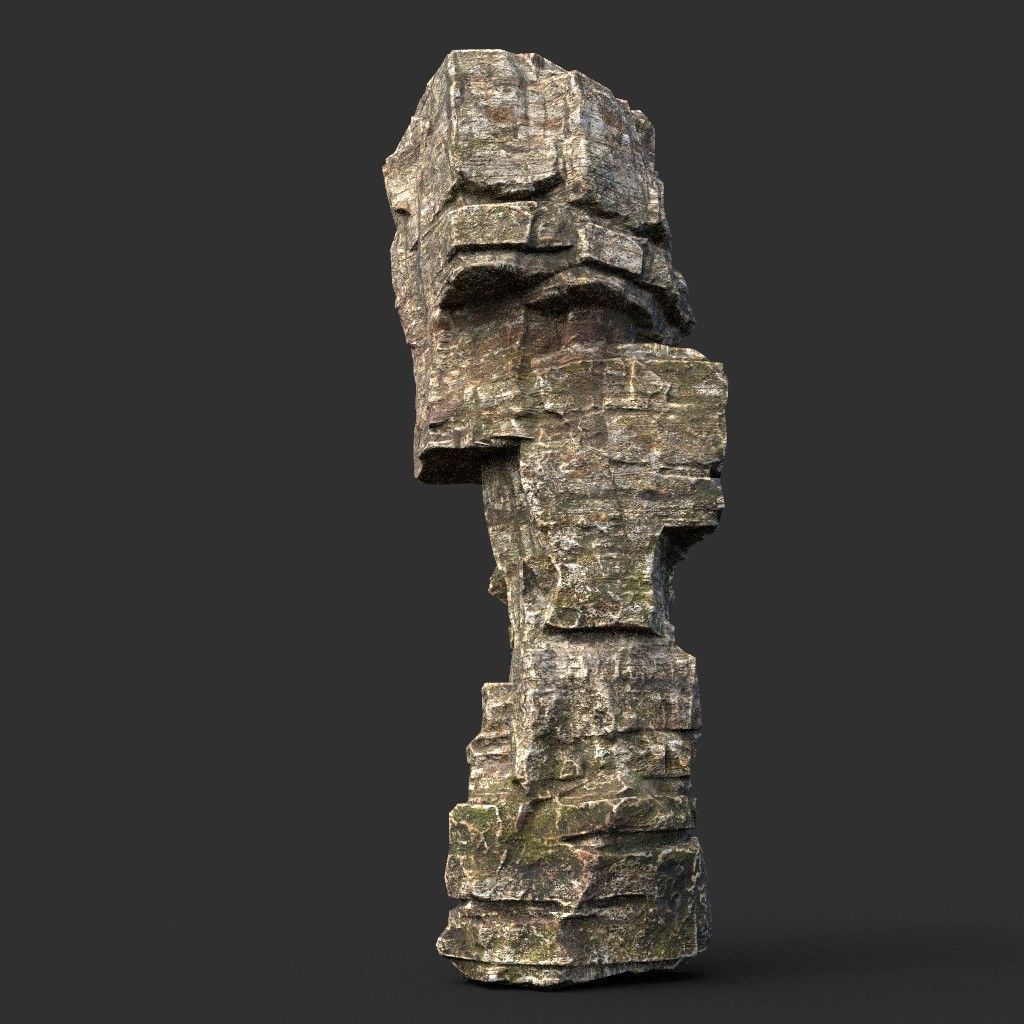 Low poly Layered Cliff Rock Low-poly 3D model_18