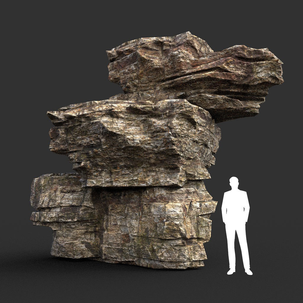 Low poly Layered Cliff Rock Low-poly 3D model_37
