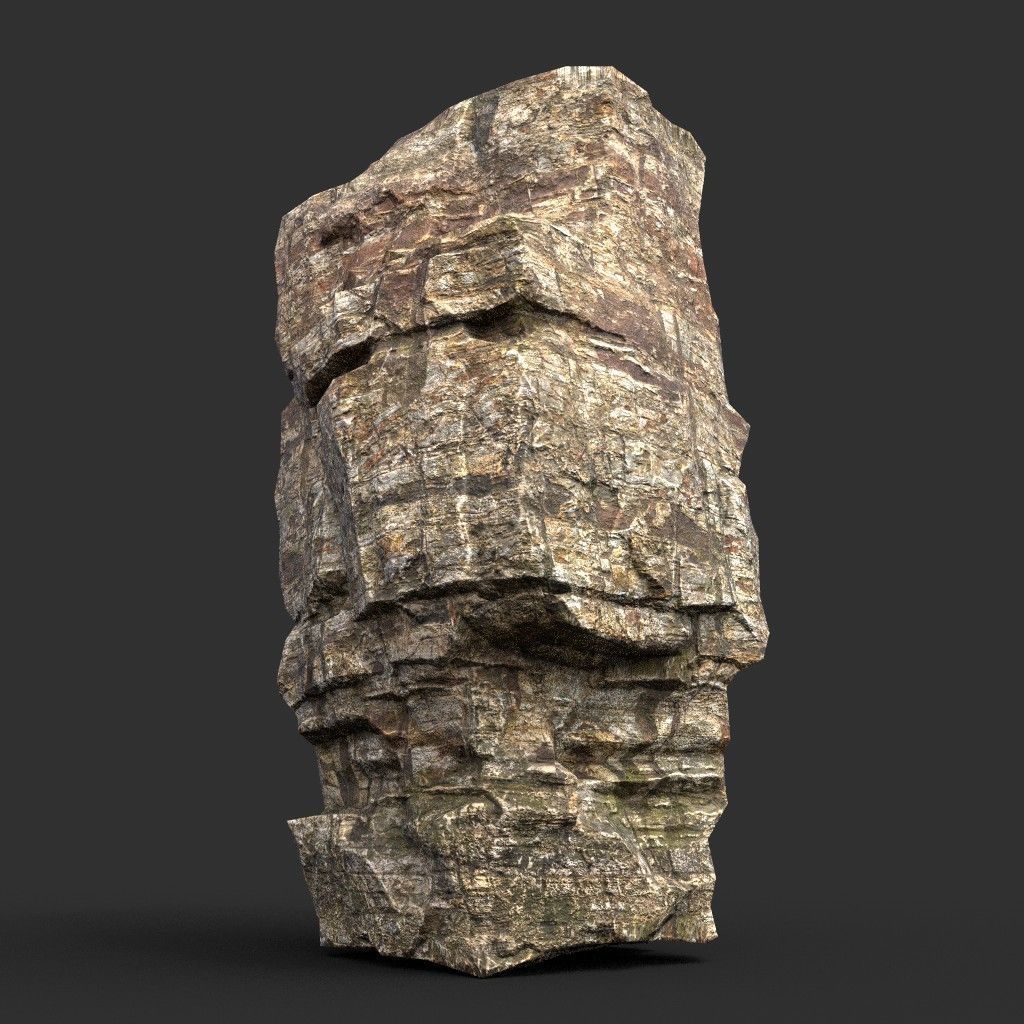 Low poly Layered Cliff Rock Low-poly 3D model_2