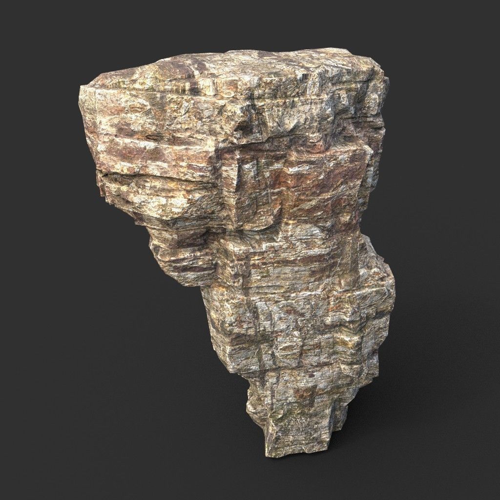 Low poly Layered Cliff Rock Low-poly 3D model_7