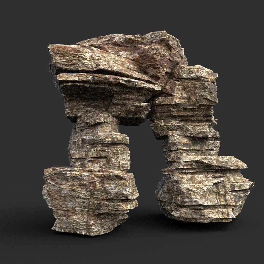 Low poly Layered Cliff Rock Low-poly 3D model_34