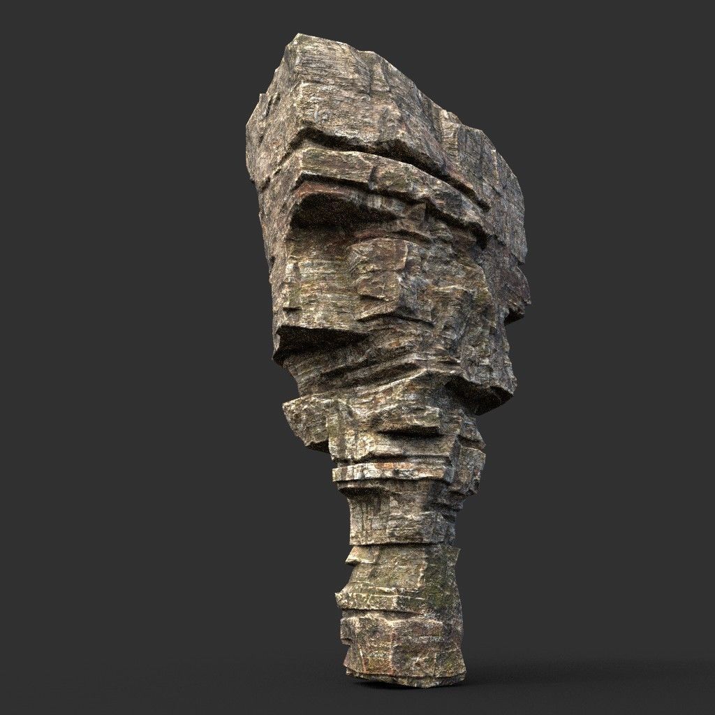 Low poly Layered Cliff Rock Low-poly 3D model_22
