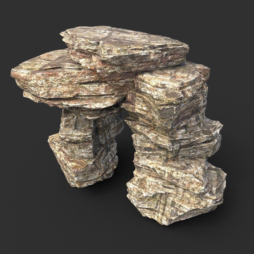 Low poly Layered Cliff Rock Low-poly 3D model_35