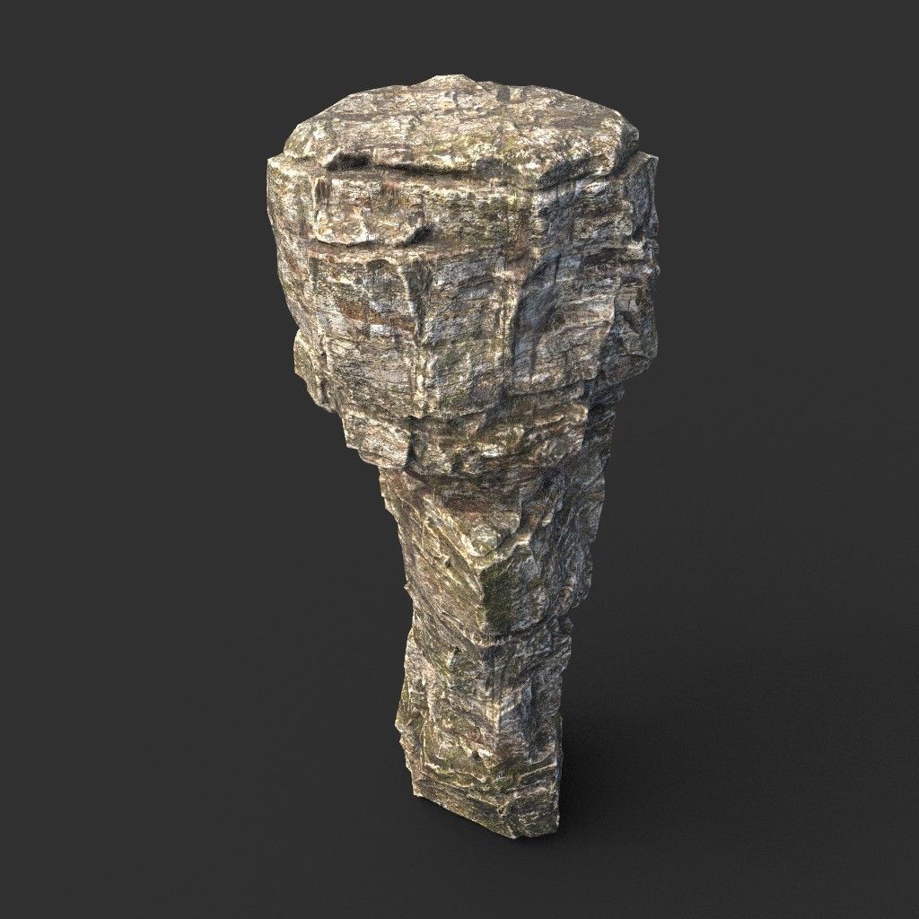 Low poly Layered Cliff Rock Low-poly 3D model_19