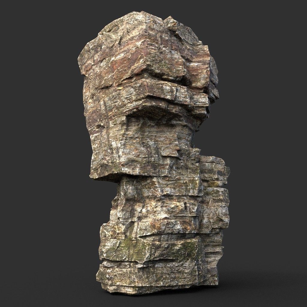 Low poly Layered Cliff Rock Low-poly 3D model_14