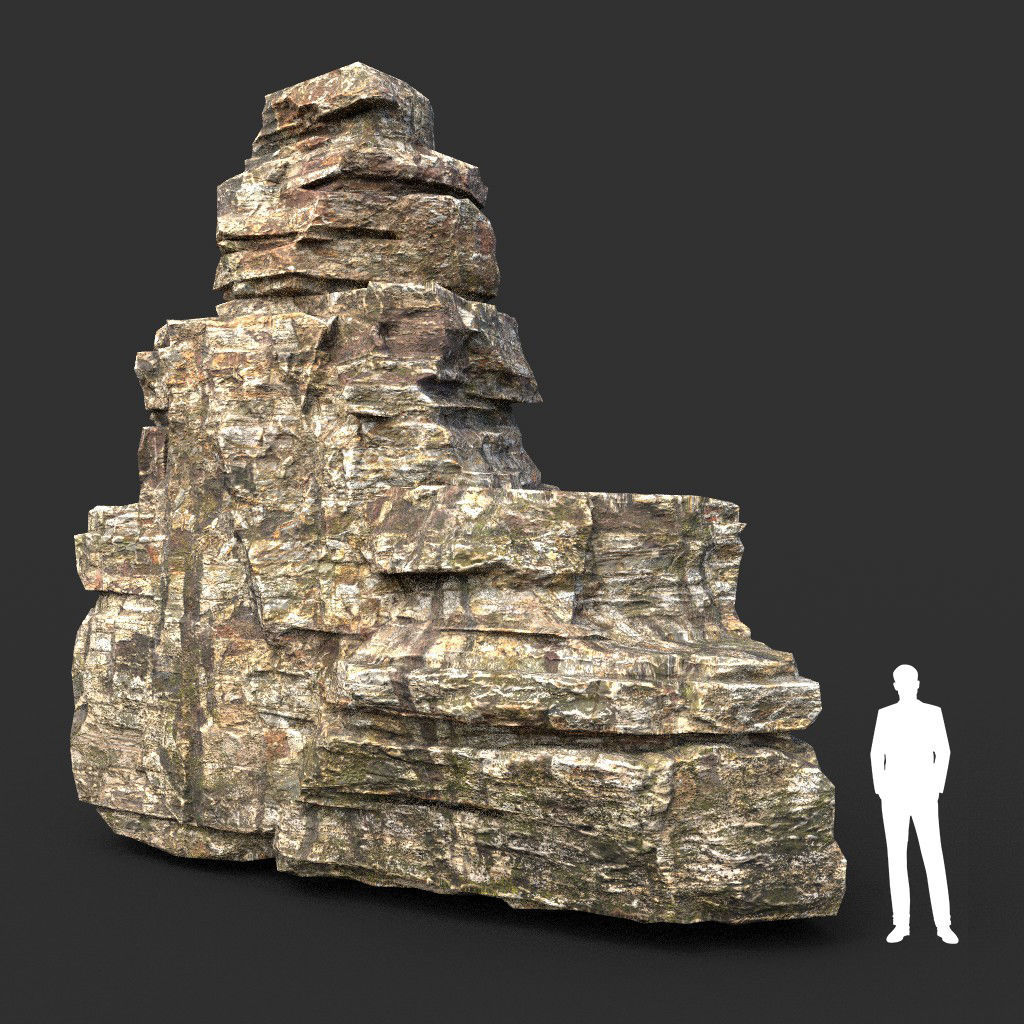 Low poly Layered Cliff Rock Low-poly 3D model_25