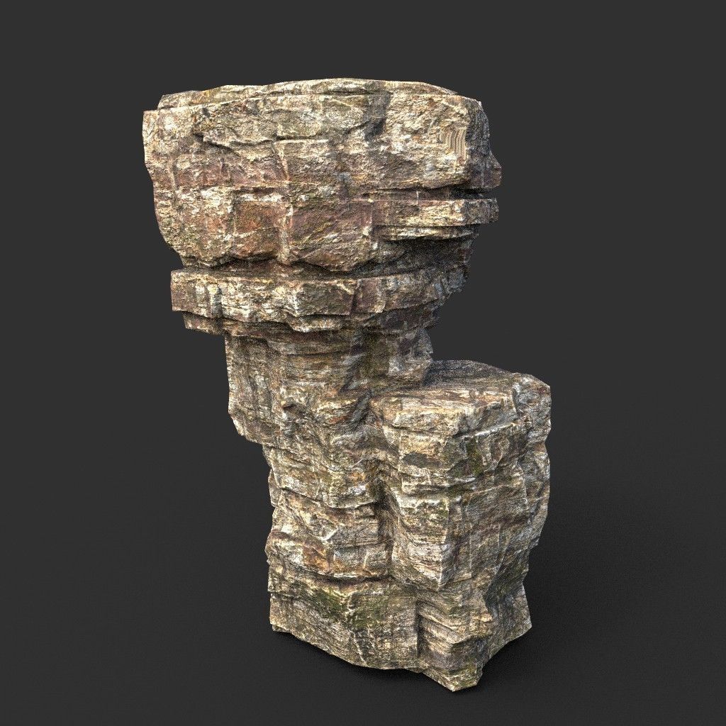 Low poly Layered Cliff Rock Low-poly 3D model_15