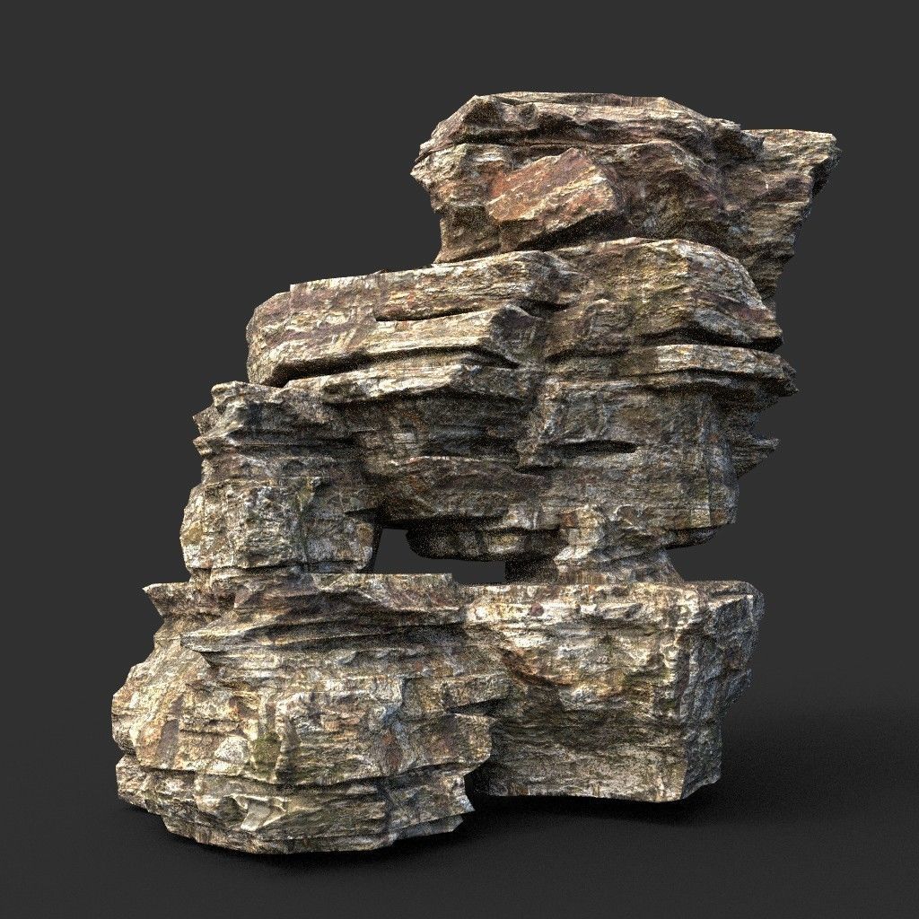 Low poly Layered Cliff Rock Low-poly 3D model_30