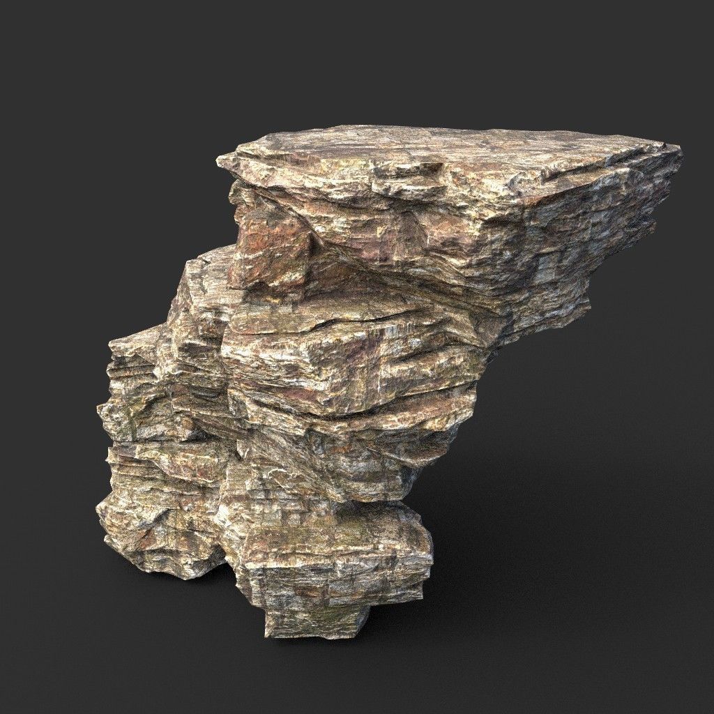 Low poly Layered Cliff Rock Low-poly 3D model_31