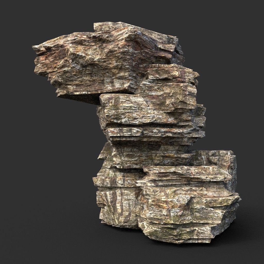 Low poly Layered Cliff Rock Low-poly 3D model_38