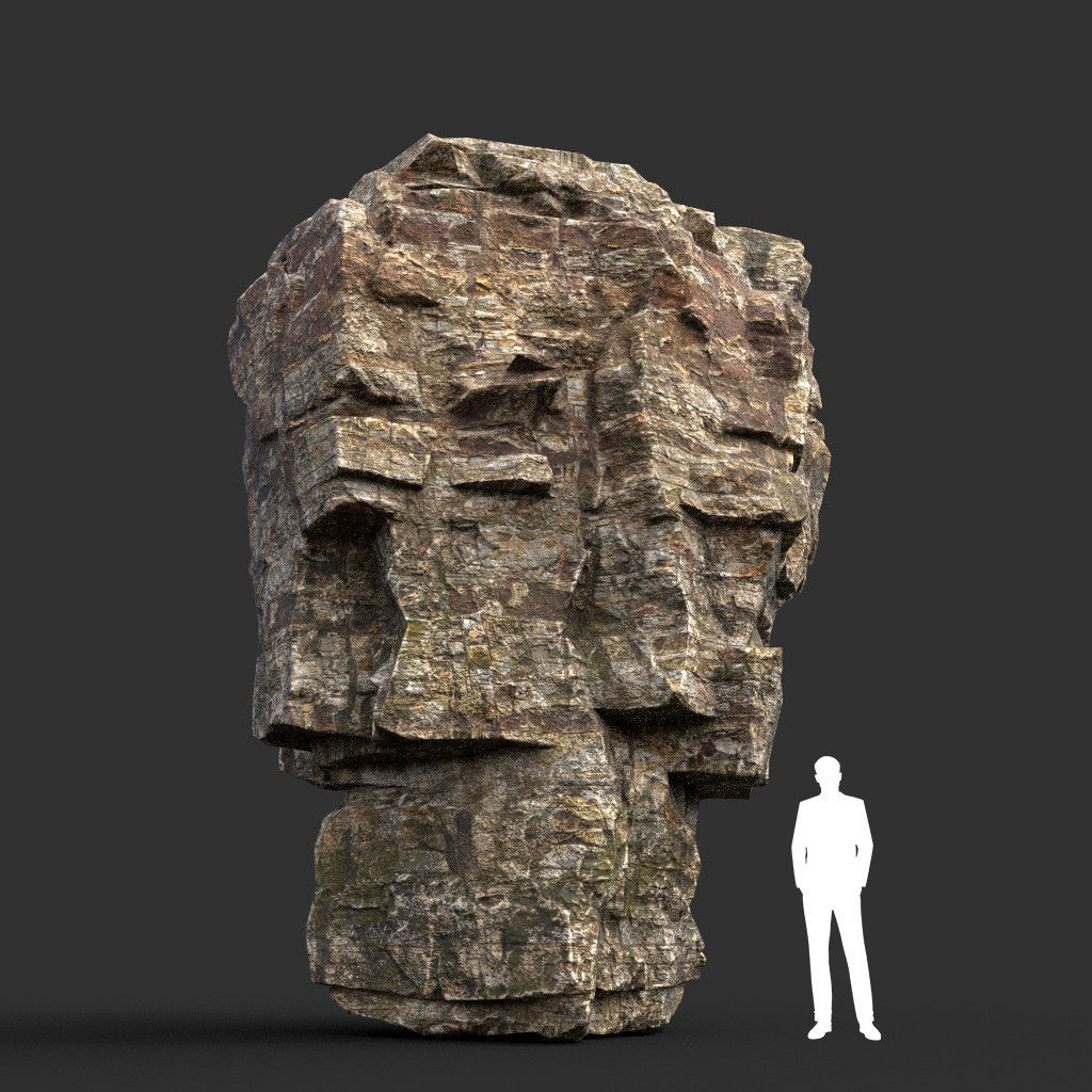 Low poly Layered Cliff Rock Low-poly 3D model_9