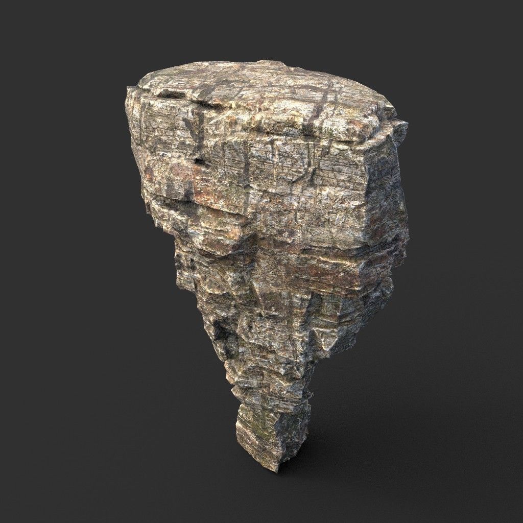 Low poly Layered Cliff Rock Low-poly 3D model_23